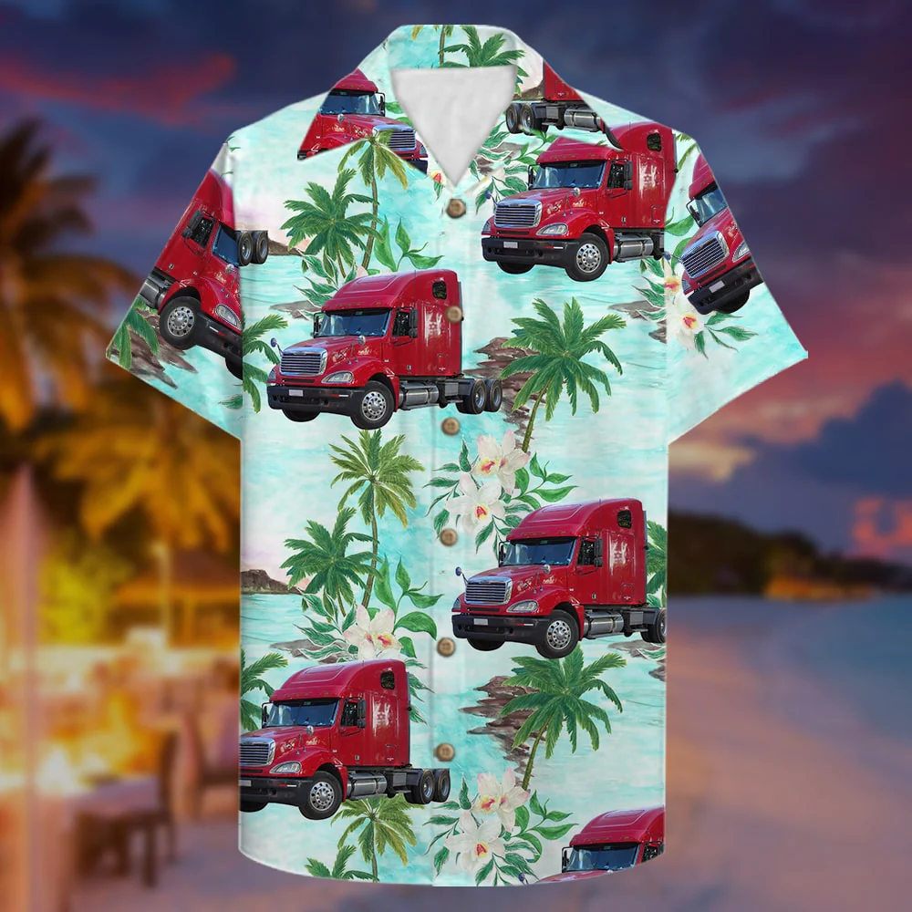 Custom Truck Photo – Truck Driver Hawaiian Shirt – Trucker Tropical Pattern, Personalized Hawaiian Shirt For Men