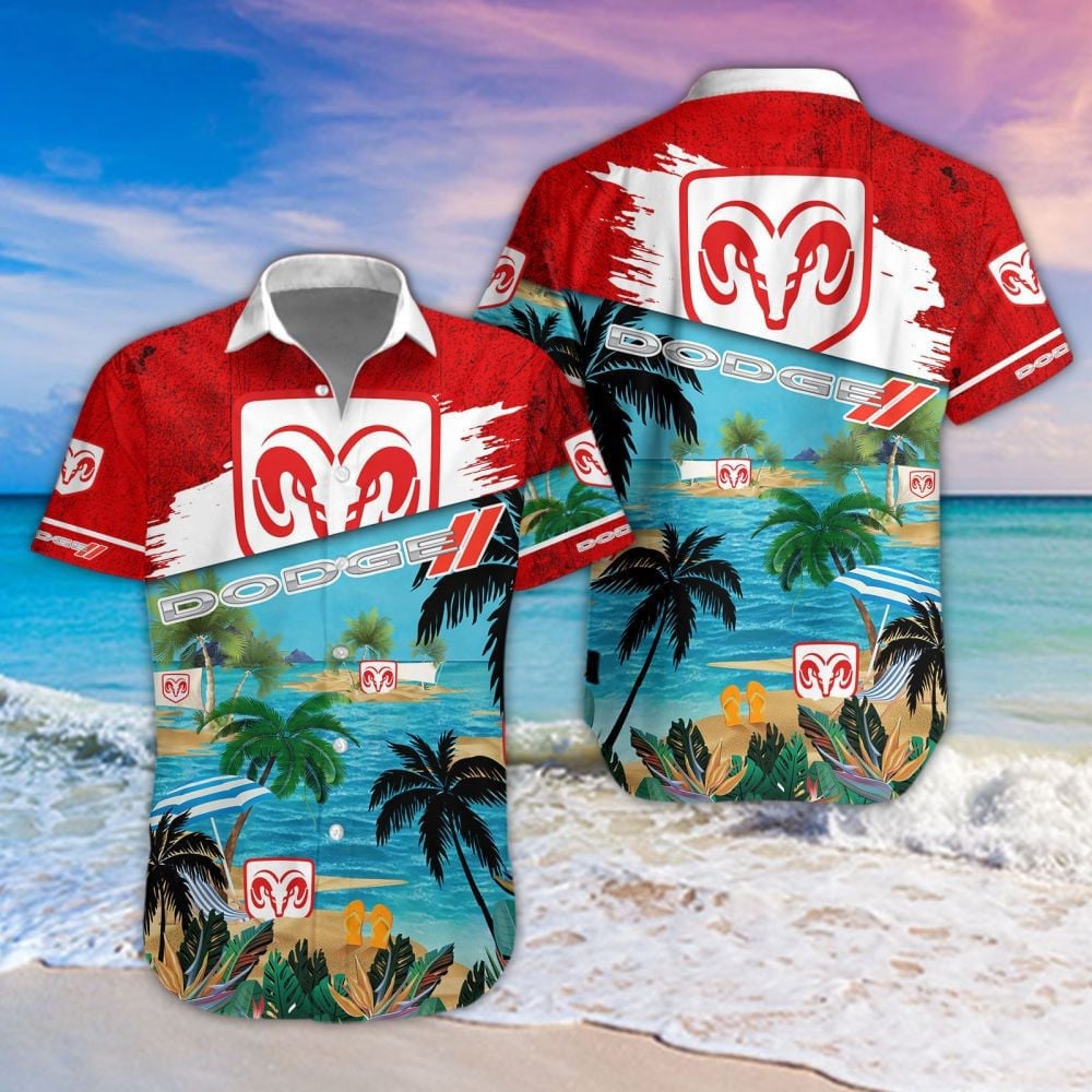 Dodge Car Beach Coastal Island Brand Logo 3D Hawaiian Shirt