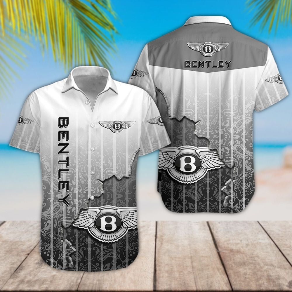 Bentley Logo Half Broken Wall Effect Cool Design 3D Hawaiian Shirt
