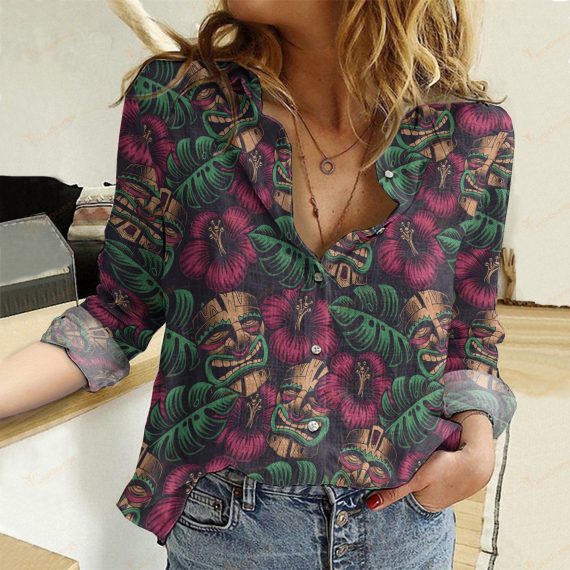 Tiki Hawaii Cotton And Linen Shirt Q …