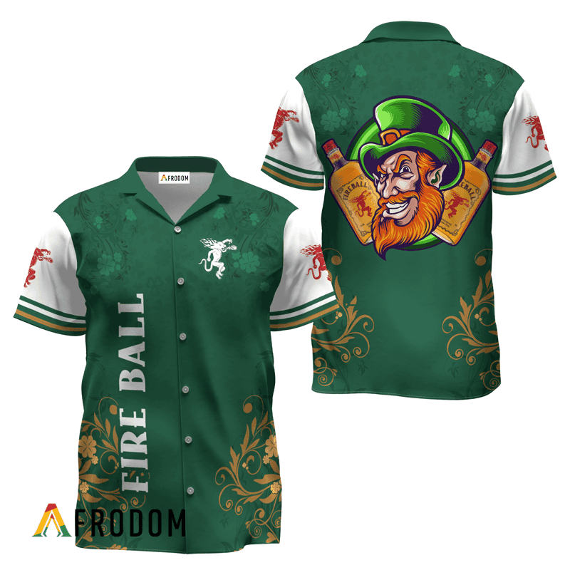 Fireball Whiskey St. Patrick’S Day Leprechaun Hawaiian Shirt