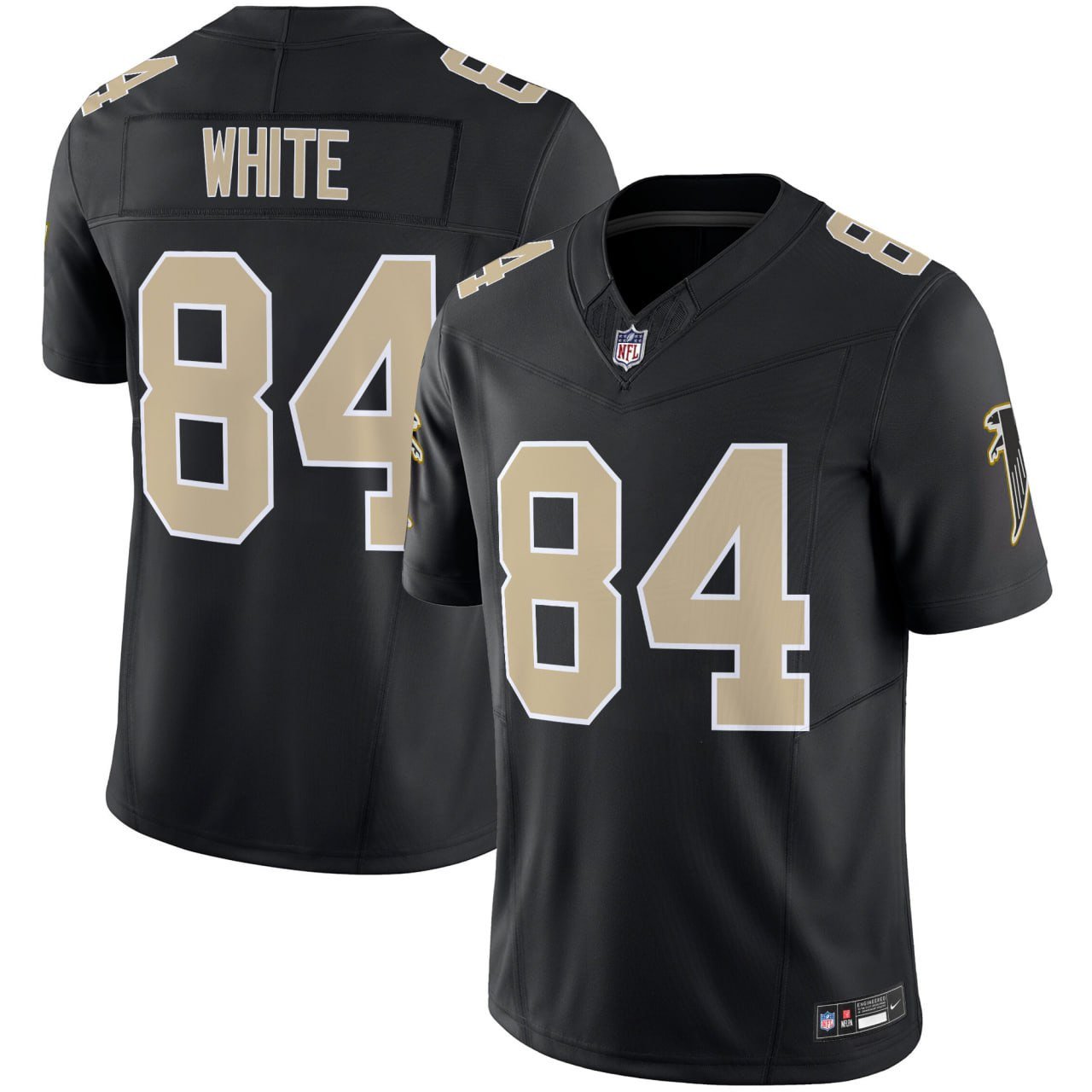 White #84 Atlanta Falcons With Saints Theme Jersey – All Stitched