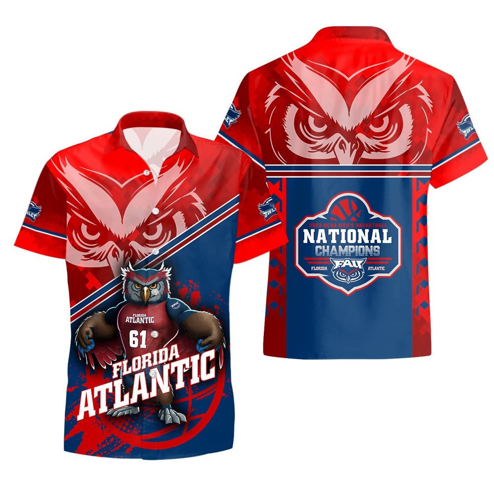 Fau Florida Atlantic Owls Mascot Owlsley The Owl Ncaa Men’S Basketball Champions 3D Hawaiian Shirt Sh