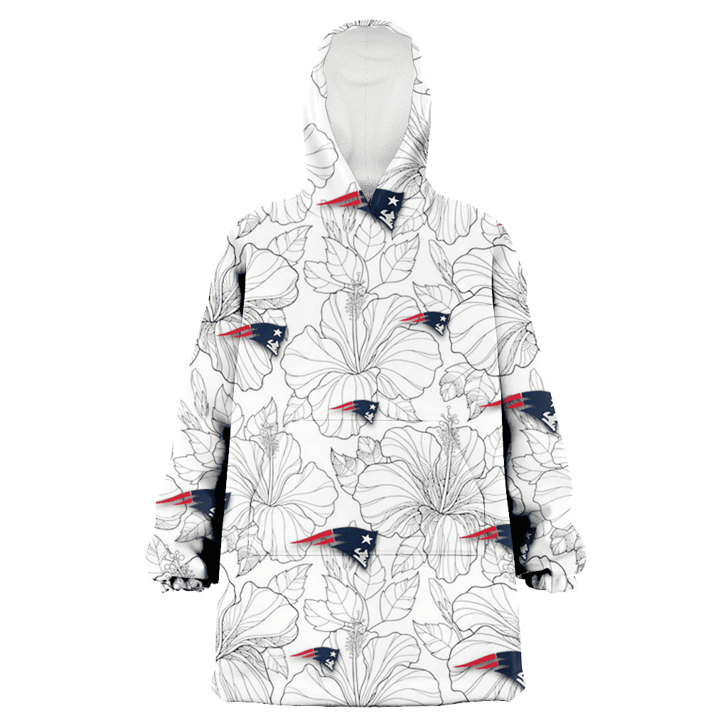 New England Patriots Sketch Hibiscus White Background 3D Printed Hoodie Blanket Snug Hoodie