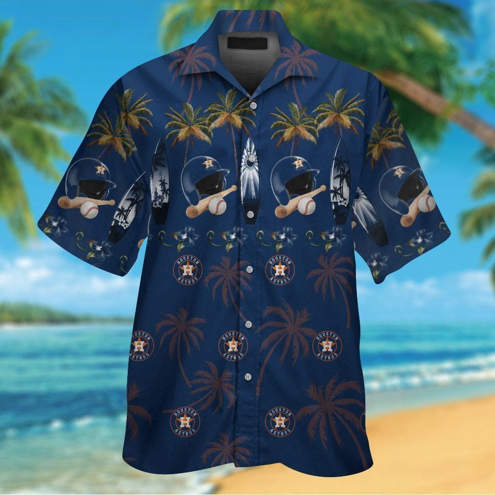 Houston Astros Short Sleeve Button Up Tropical Hawaiian Shirt Ver06