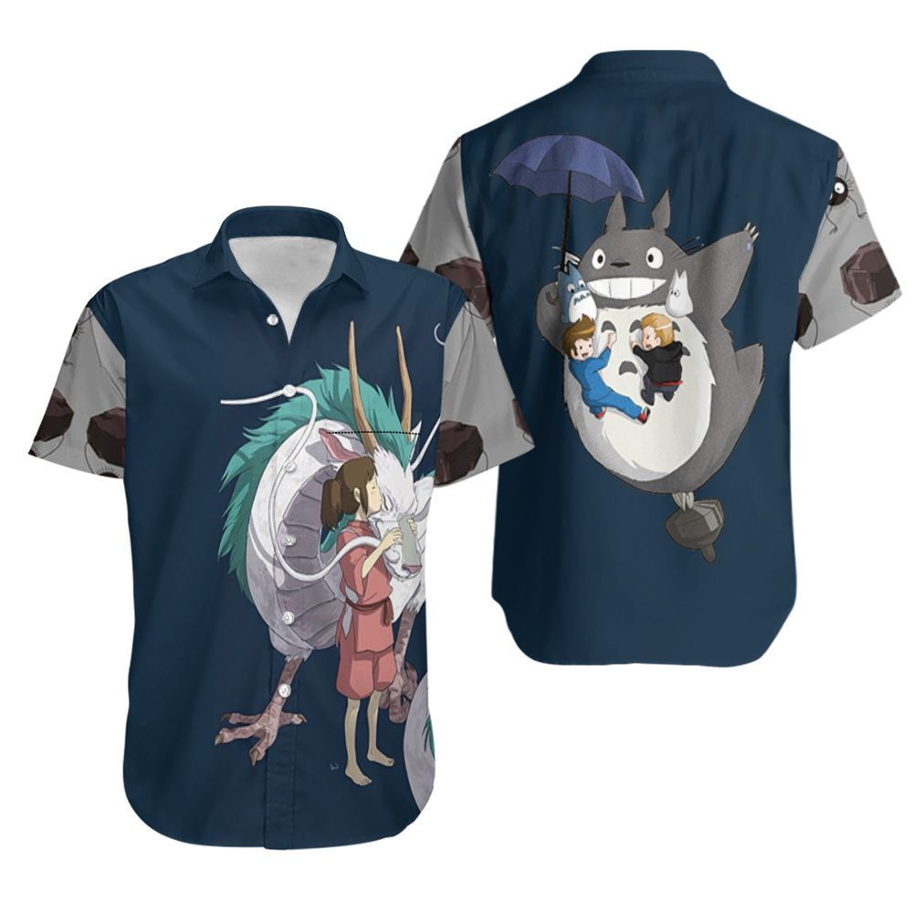 Chihiro Kiss Haku Cute Scene For Spirited Away Studio Ghibli Fan Hawaiian Shirt