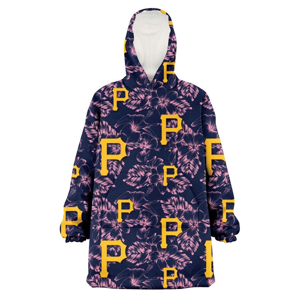 Pittsburgh Pirates Thistle Sketch Hibiscus Dark Slate Blue Background 3D Printed Hoodie Blanket Snug Hoodie