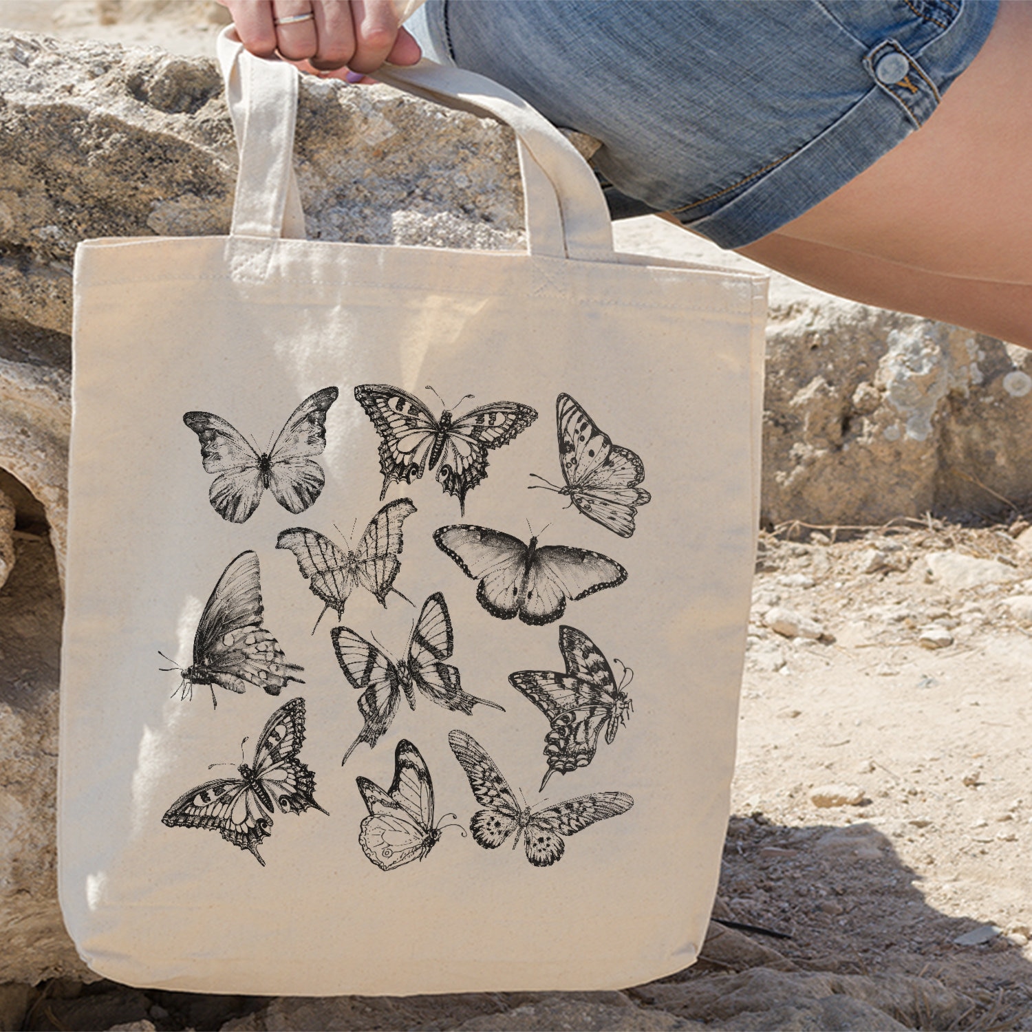 Butterfly Cotton Tote Bag, Farm Tote Bag, Butterfly Bag, Farm Tote Bag, Tote By Miumaxgift, Natural Cotton Tote Bag, Eco-Friendly Tote Bag