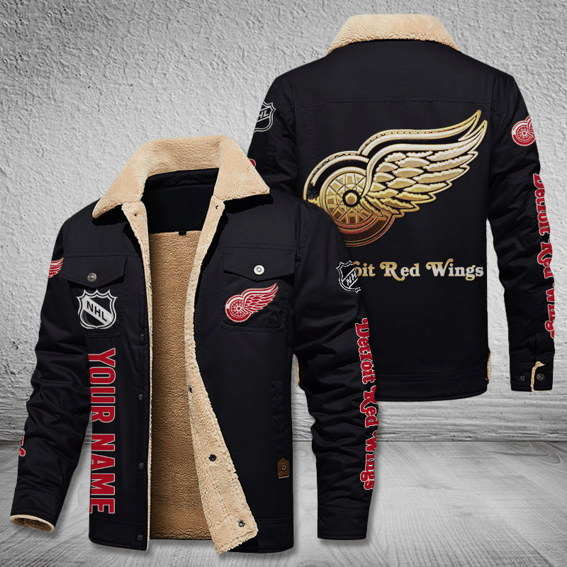 Detroit Red Wings Unisex Custom Name Stand Collar Jacket