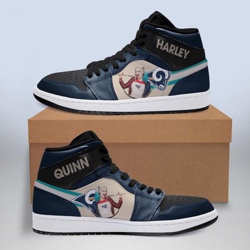 Harley Quinn Los Angeles Rams Jordan Sneakers High Top Shoes Air Jordan High Sneakers Sport Sneakers American football team for FAN