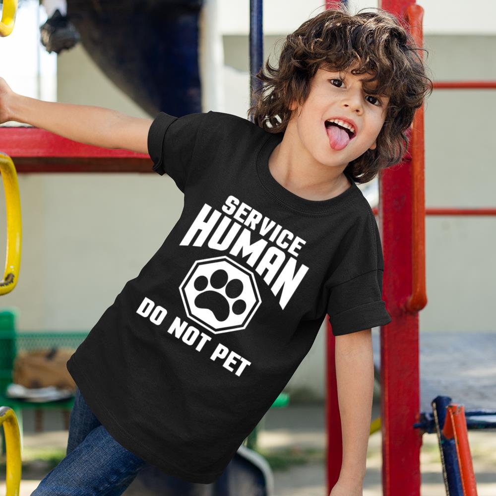 Service Human Design Do Not Pet Funny Dog Lover Quote Print T-Shirt Kids T Shirt