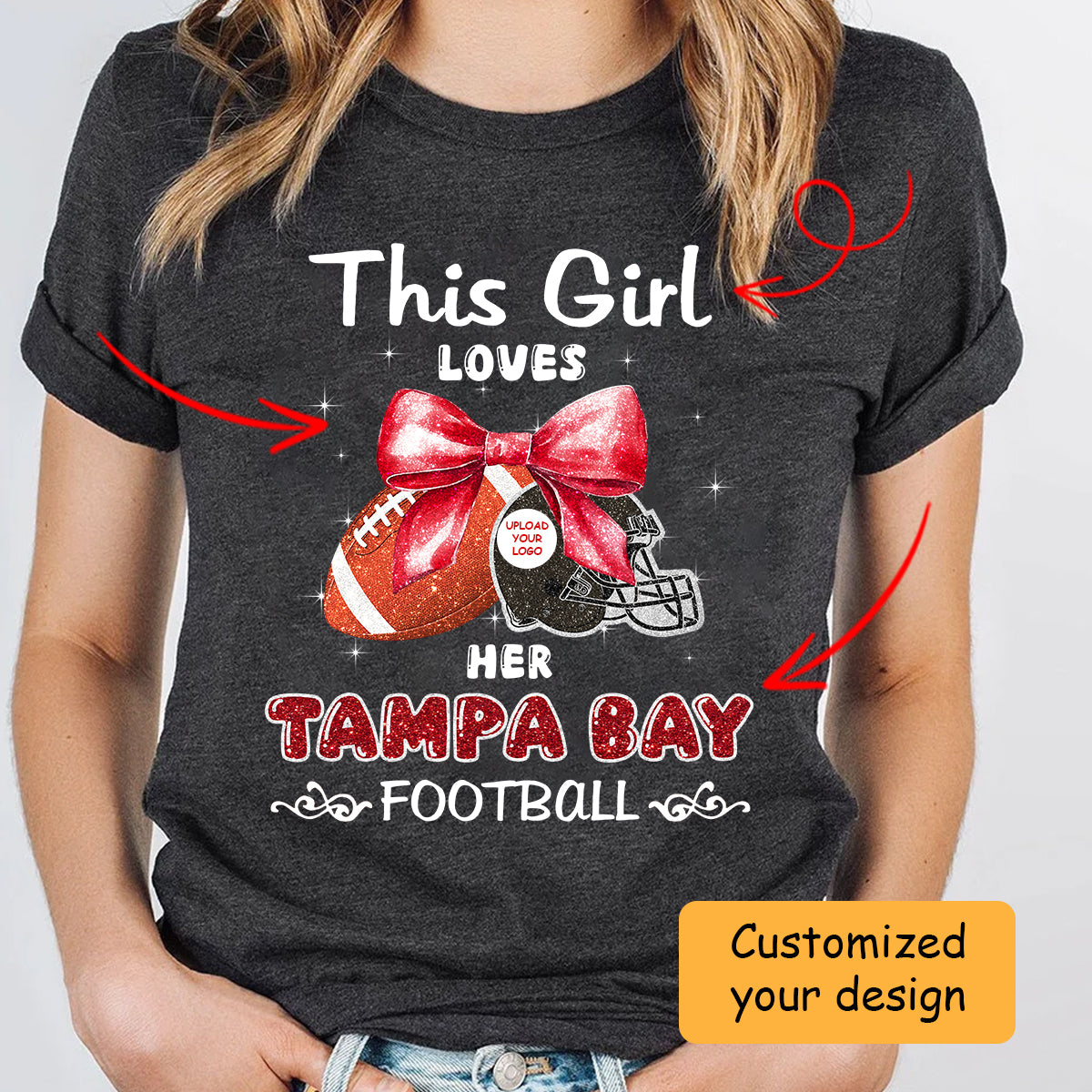 Personalized Women Love Tampa Bay Football Coquette Bow Shirt, American Football Girl Mom Game Day Cheer Shirt , White Lie Shirts, Fall Shirts - Trending Fashion By Shirtshackonline