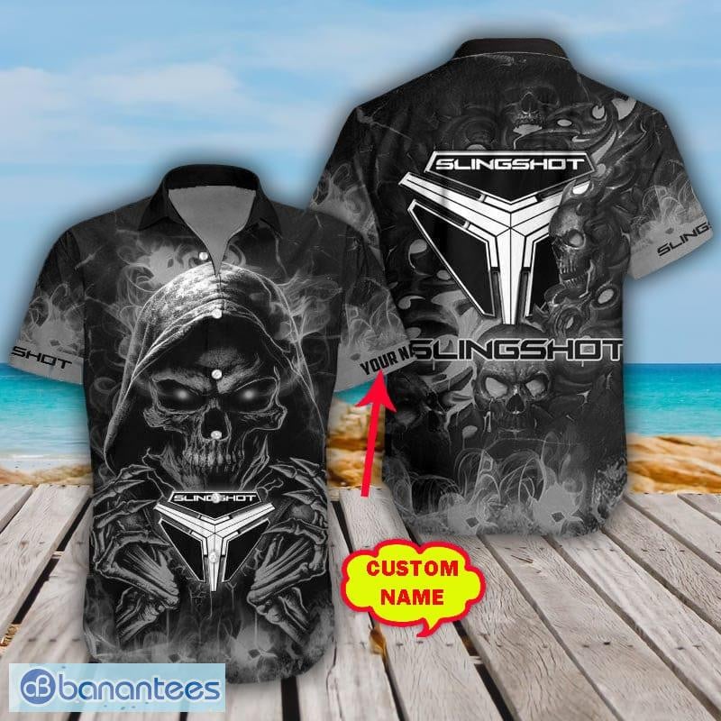 Custom Name Polaris Slingshot Logo Black Skull 3D Hawaiian Shirt