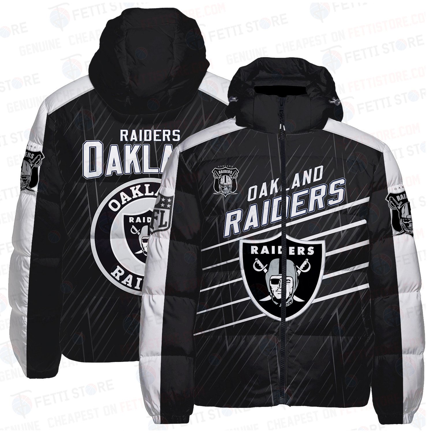 Okland Raiders National Football League AOP Unisex Puffer Jacket Down Jacket SH