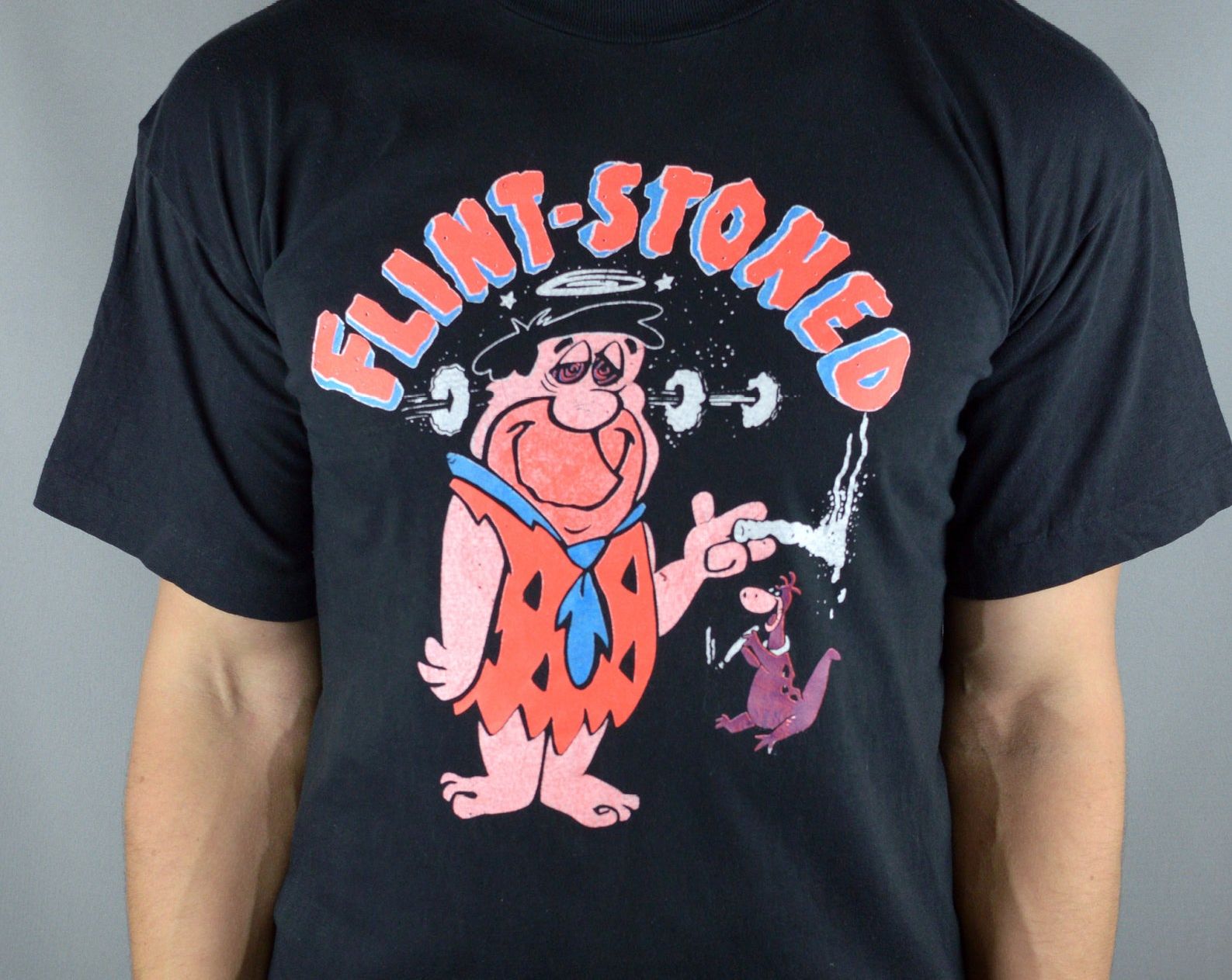 Vintage Flintstones Flint-Stoned T Shirt Single Stitch