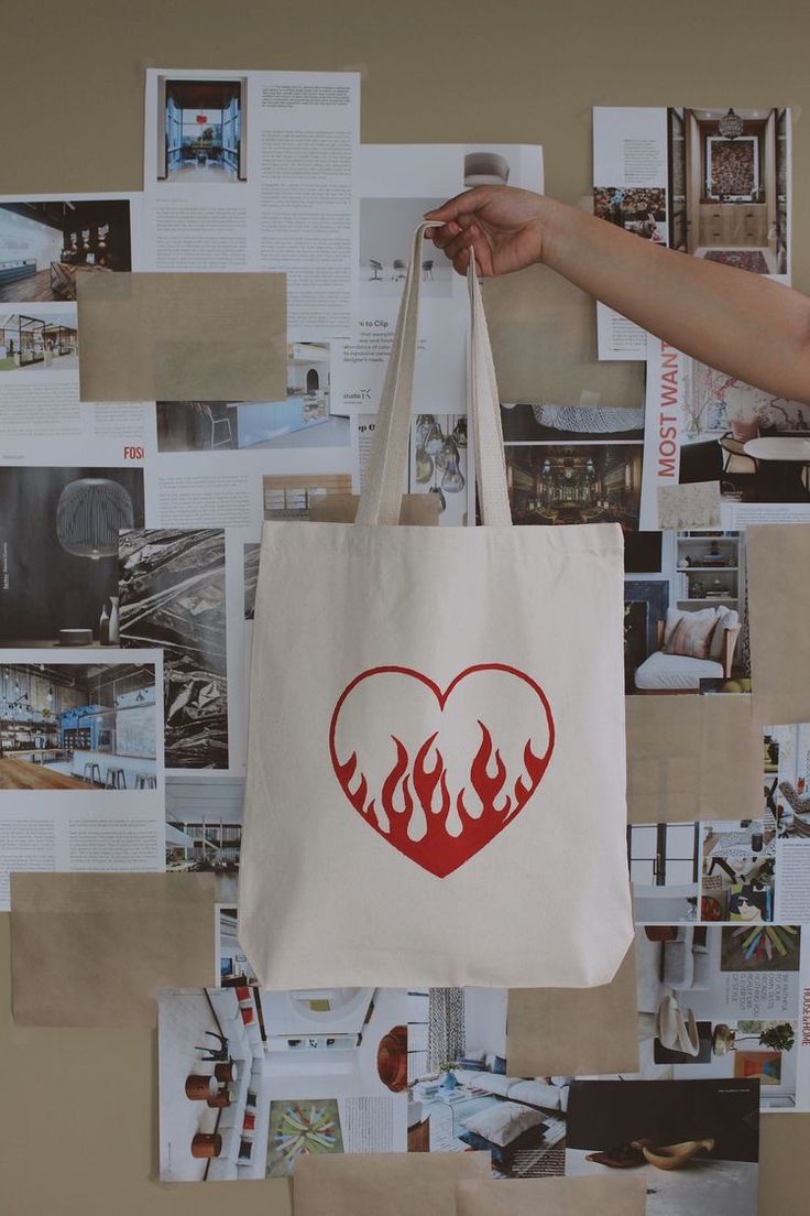 Fire Heart Aesthetic, Best Tote Bags Ideas, Cute Tote Bags Ideas, Tote Bag Design Ideas, Girls Tote Bag, Best Canvas Tote Bags Ideas