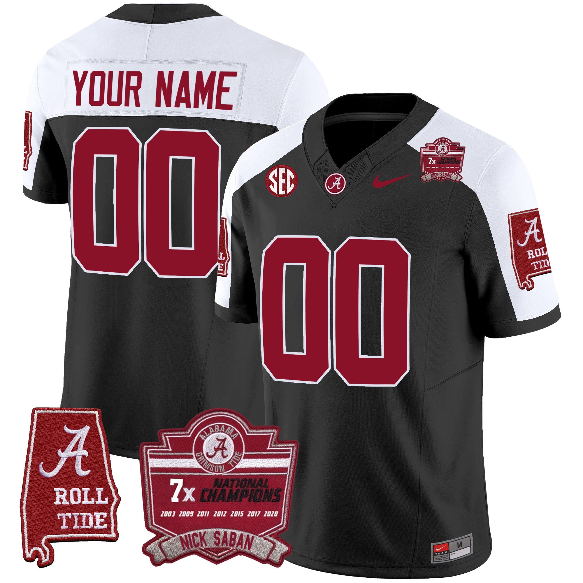 Alabama Crimson Tide Nick Saban 7X Champions Patch Vapor Custom Jersey – All Stitched