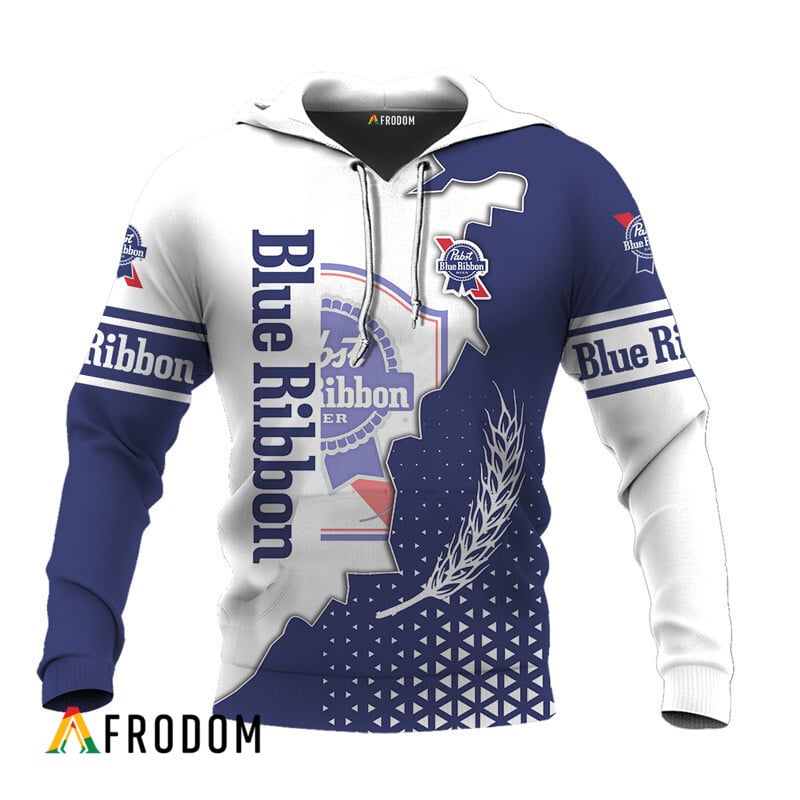 Personalized Pabst Blue Ribbon White And Blue Cracking Hoodie & Zip Hoodie
