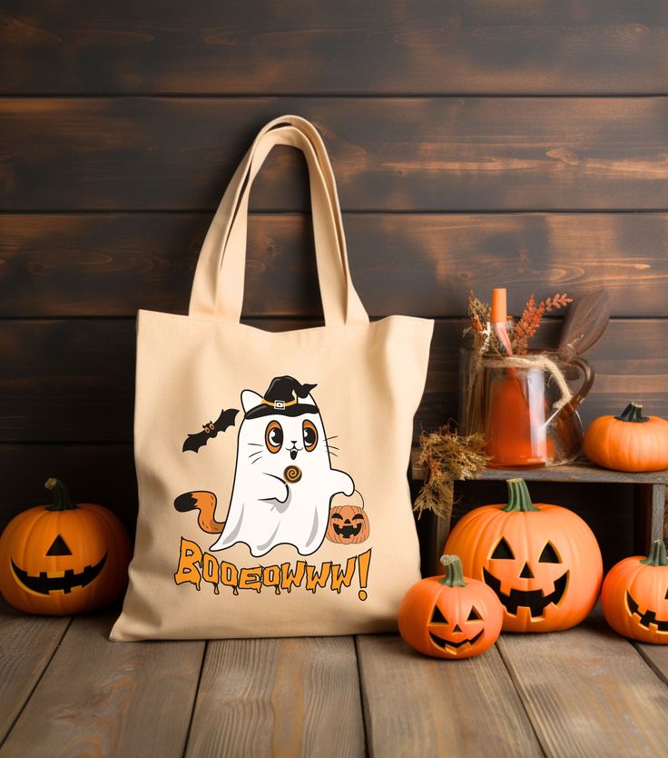 Halloween Trick-or-Treat Bag, Reusable Cotton Canvas Bag, Fun and Spooky Designs, Best Tote Bags Ideas, Cute Tote Bags Ideas, Tote Bag Design Ideas, Girls Tote Bag, Best Canvas Tote Bags Ideas