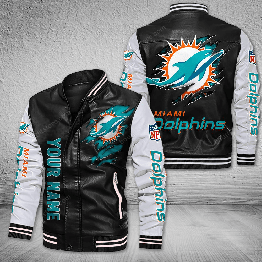 Miami Dolphins Leather Varsity Jacket