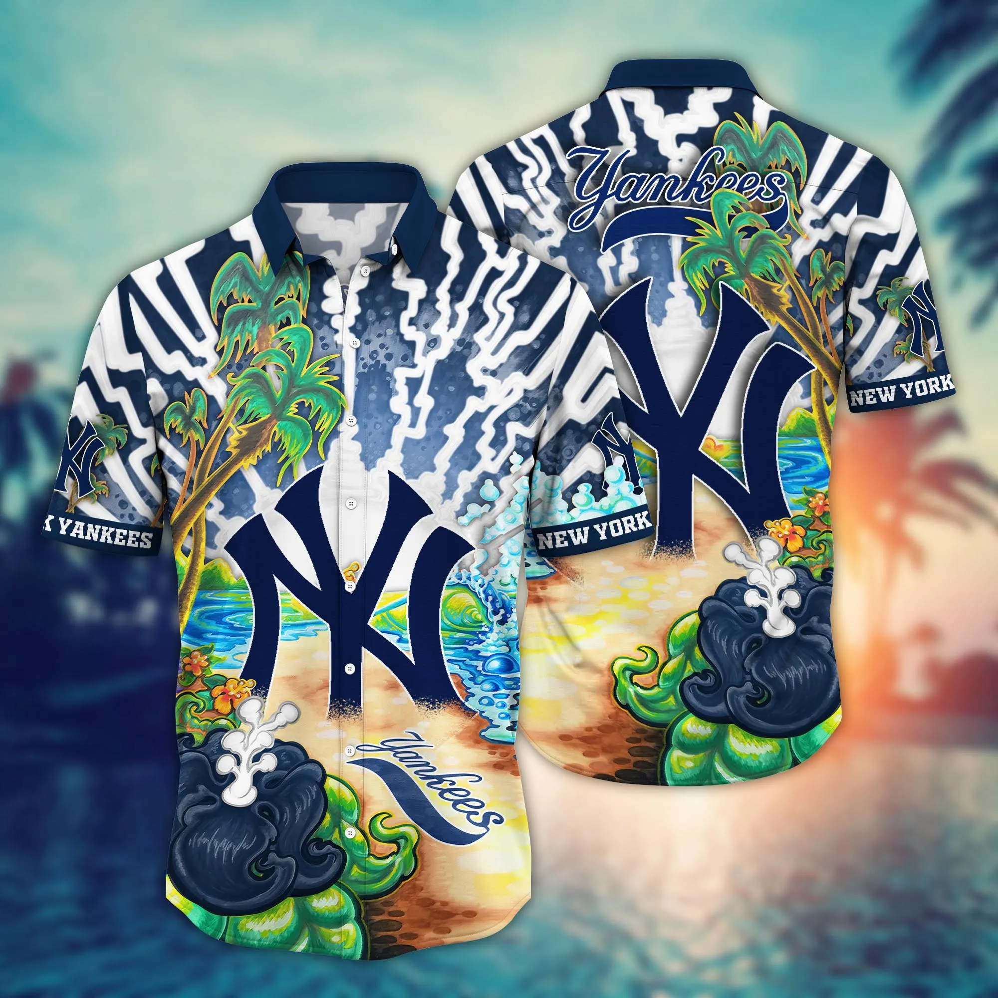 New York Yankees Mlb Hawaiian Shirt Traveltime Aloha Shirt