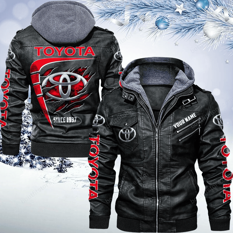 Toyota Zip Leather Jacket With Hood