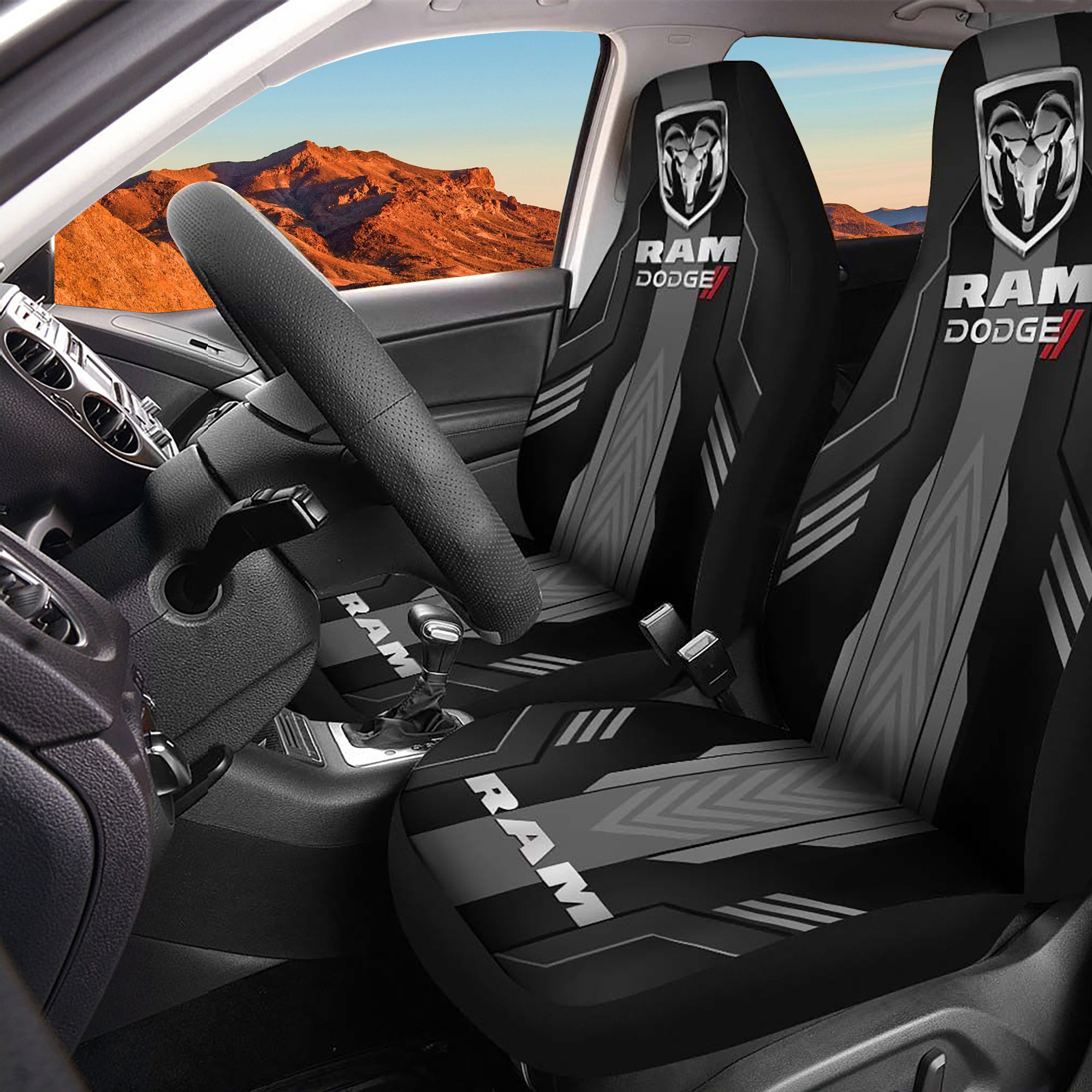 Dodge Ram Logo Car Seat Cover Set CSC7013