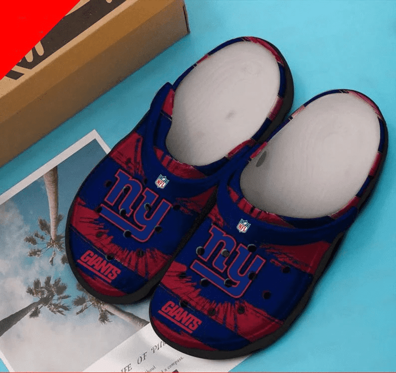 New York Giants Team Crocss Clog Comfortable Shoes In Navy Red Ver924