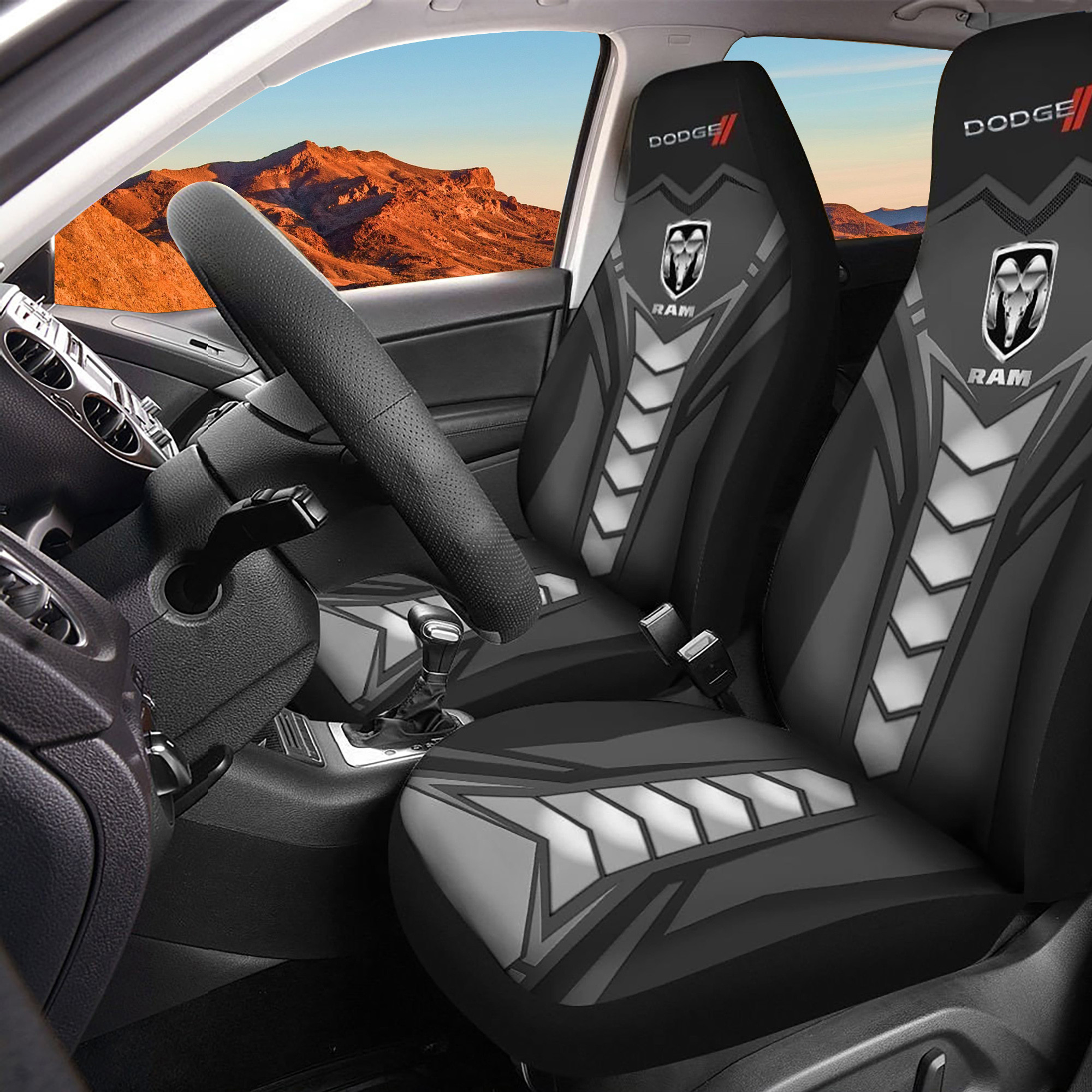 Dodge Ram Logo Car Seat Cover Set CSC4913