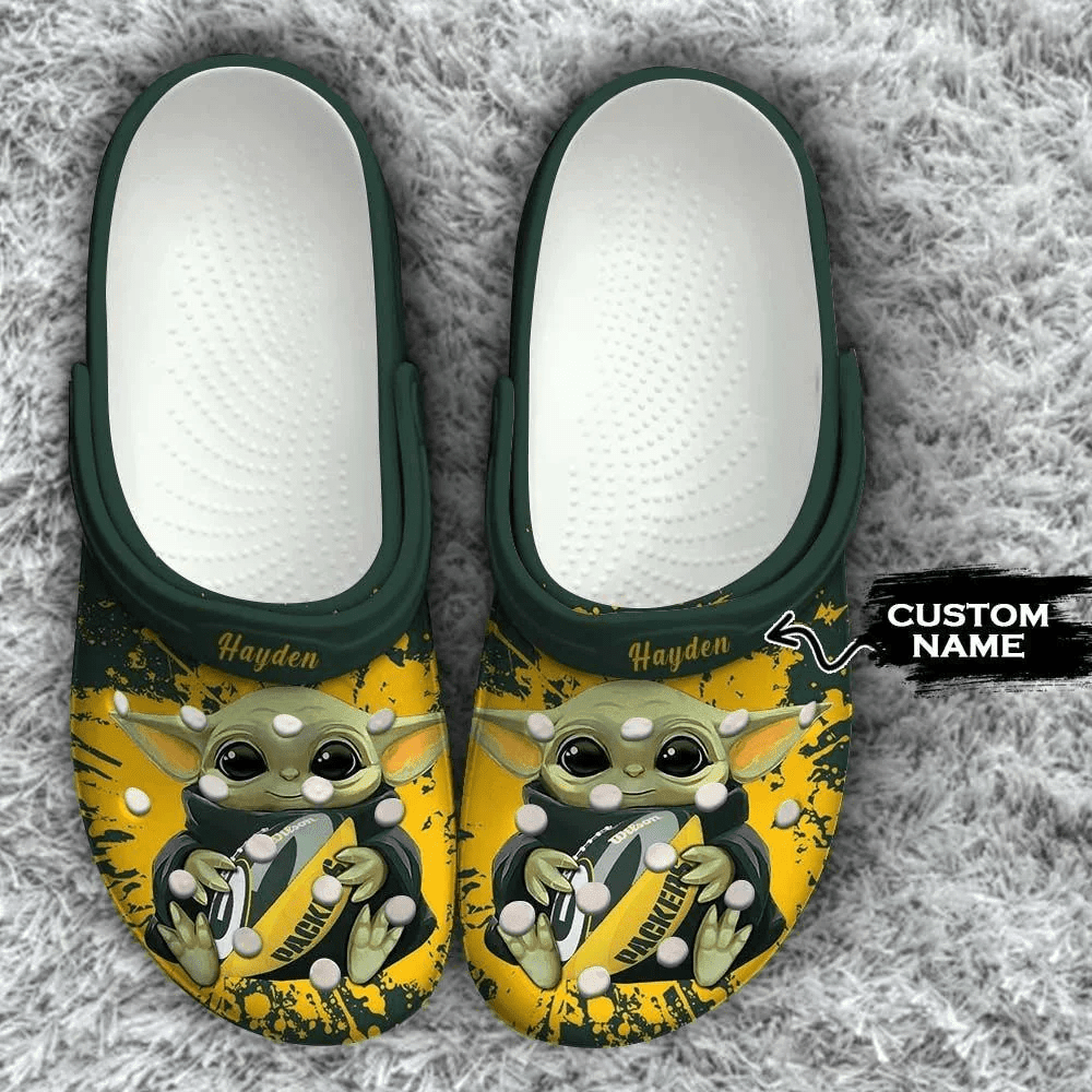 Green Bay Packers Baby Yoda Custom Name Crocss Classic Clogs Shoes Ver377