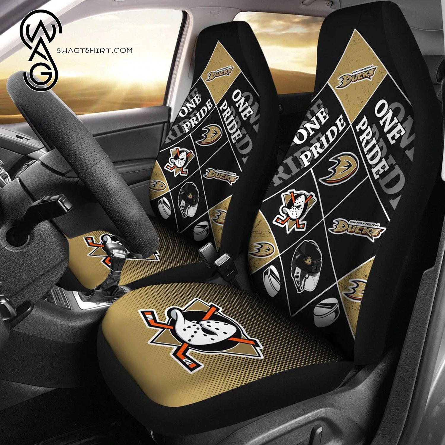 One Pride Flag Anaheim Ducks Sports Team Car Seat Cover Set CSC8434