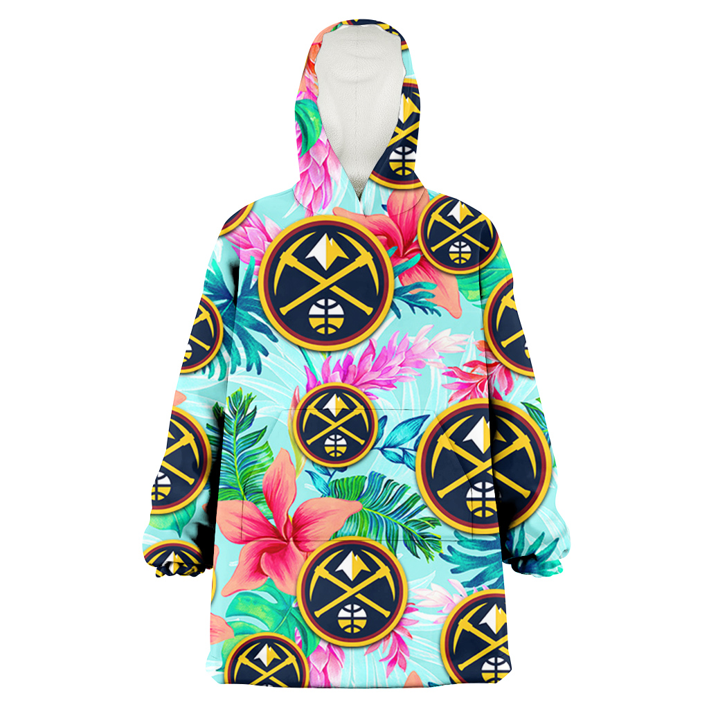 Denver Nuggets Coral Porcelain Flower Violet Orchid Light Blue Background 3D Printed Hoodie Blanket Snug Hoodie