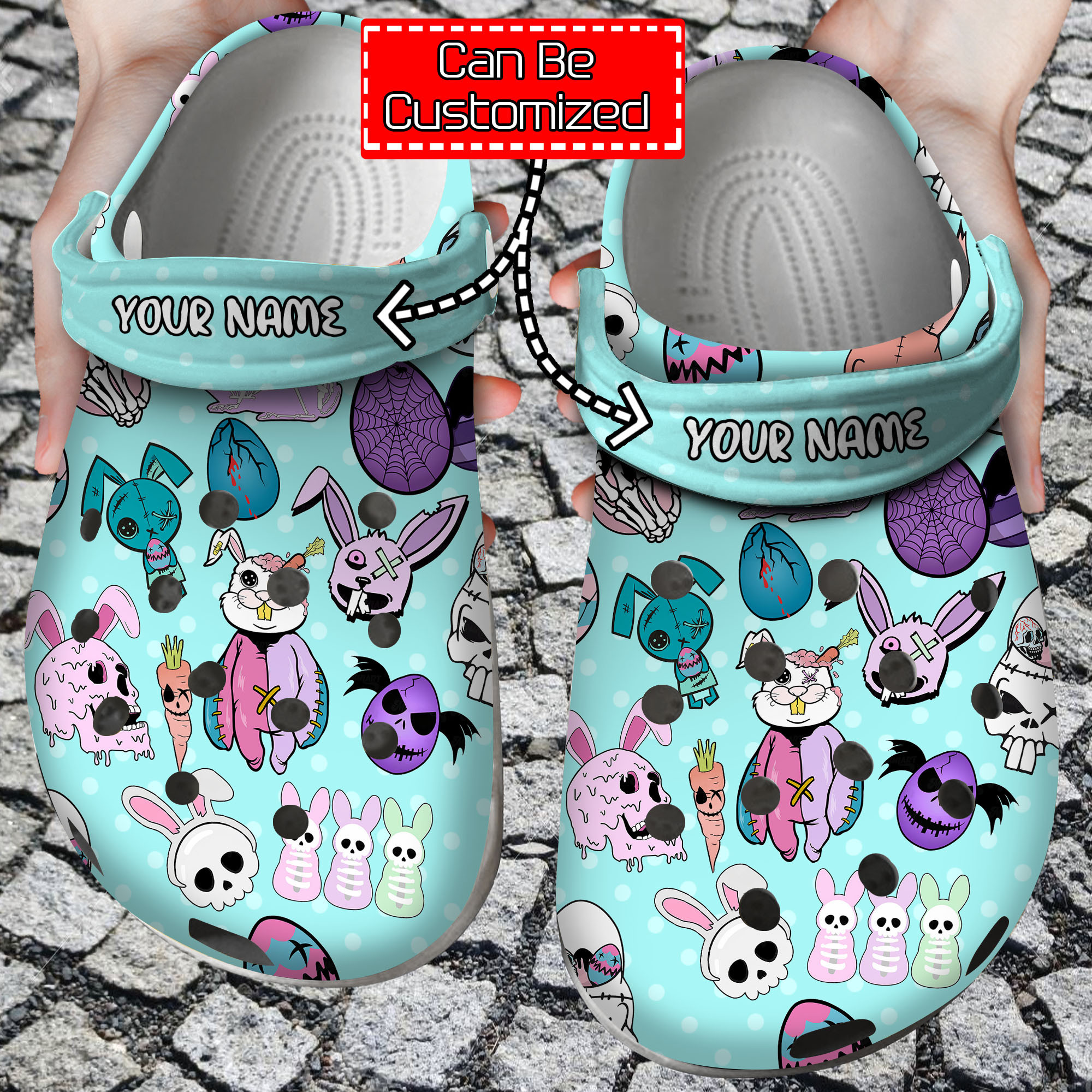 Easter Crocs - Personalized Creepy Cute Spooky Easter Clog Shoes Men Women Blueshirtfarm