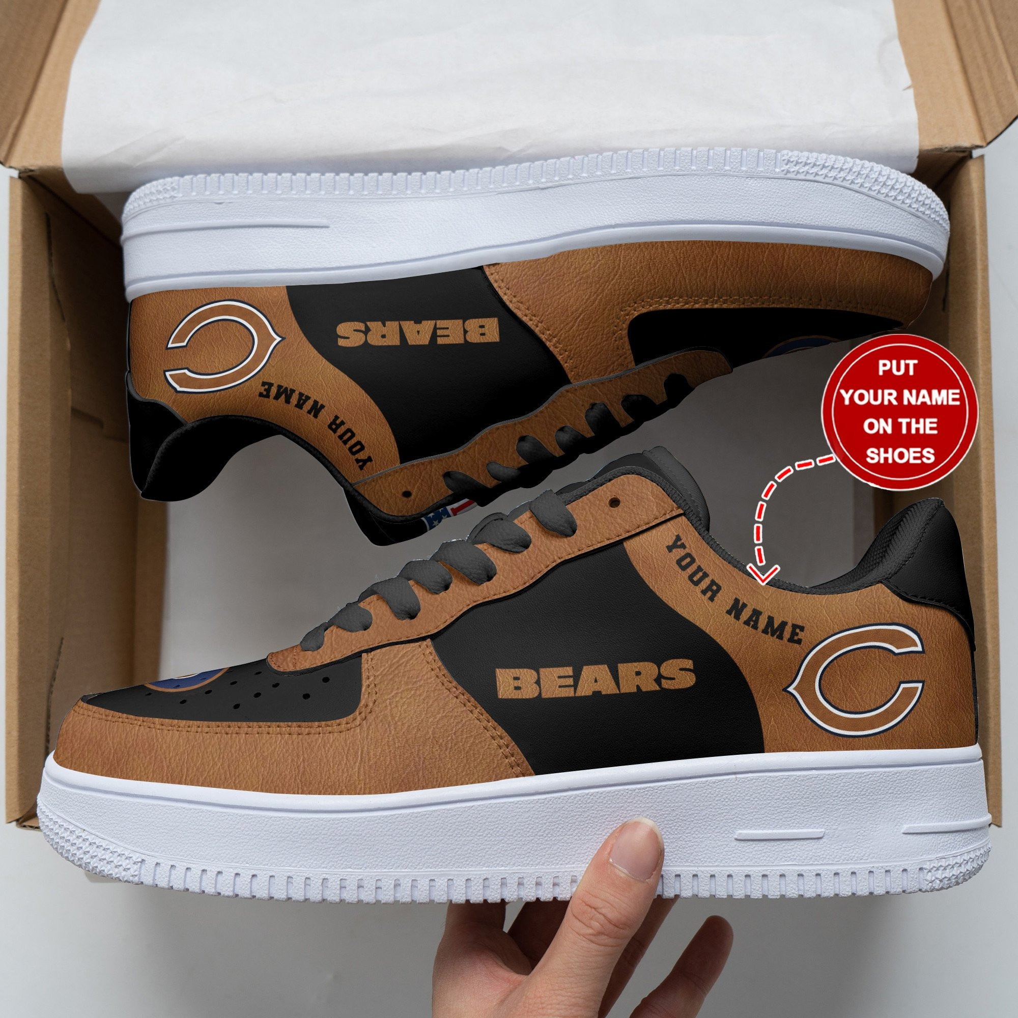 Chicago Bears NFL Logo Custom Name Air Force 1 Shoes Sneakers