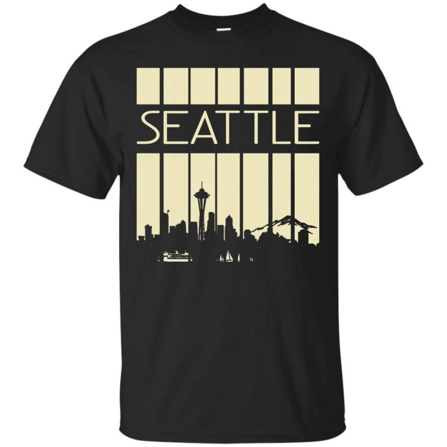 AGR Vintage Style Seattle Skyline T Shirt Retro Design