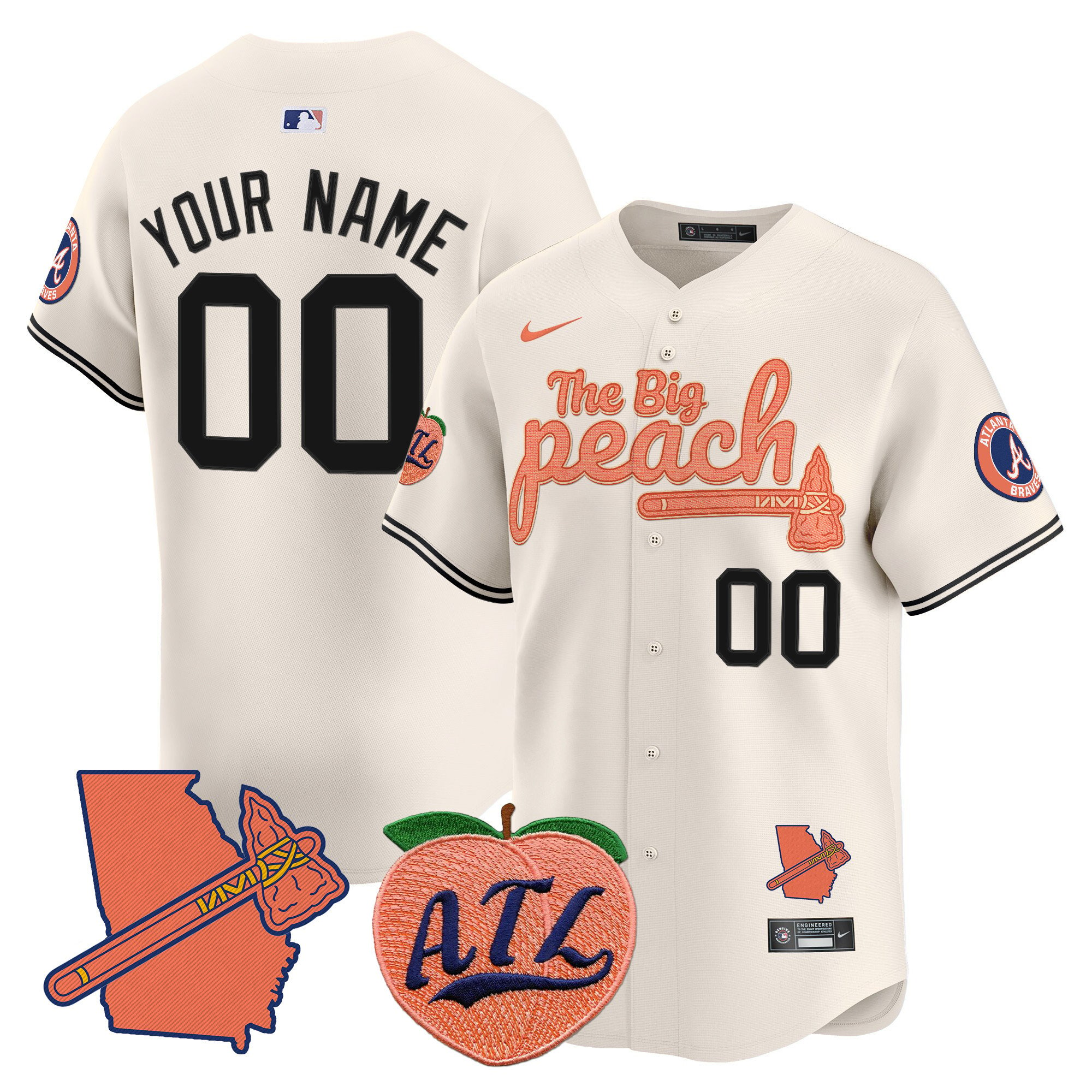 Atlanta Braves The Big Peach Vapor Premier Limited Custom Jersey V2 – All Stitched