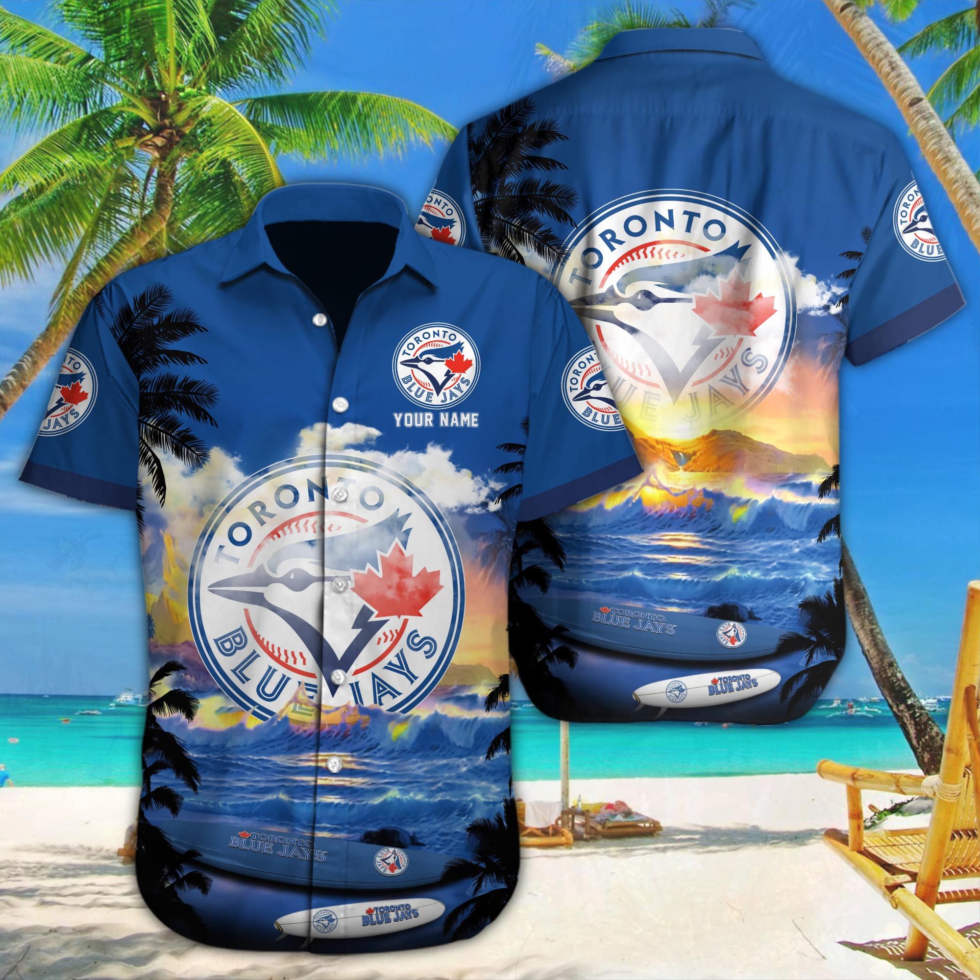 Toronto Blue Jays Customized Name Print Beach Shirt