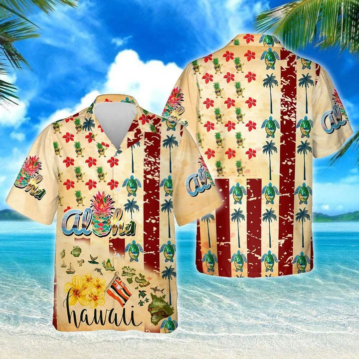 Aloha Summer Vibes Flowers And Leaves On Beige Background Hawaiian Shirt