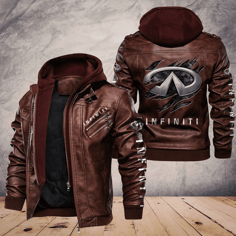 Infiniti Zip Leather Jacket With Hood