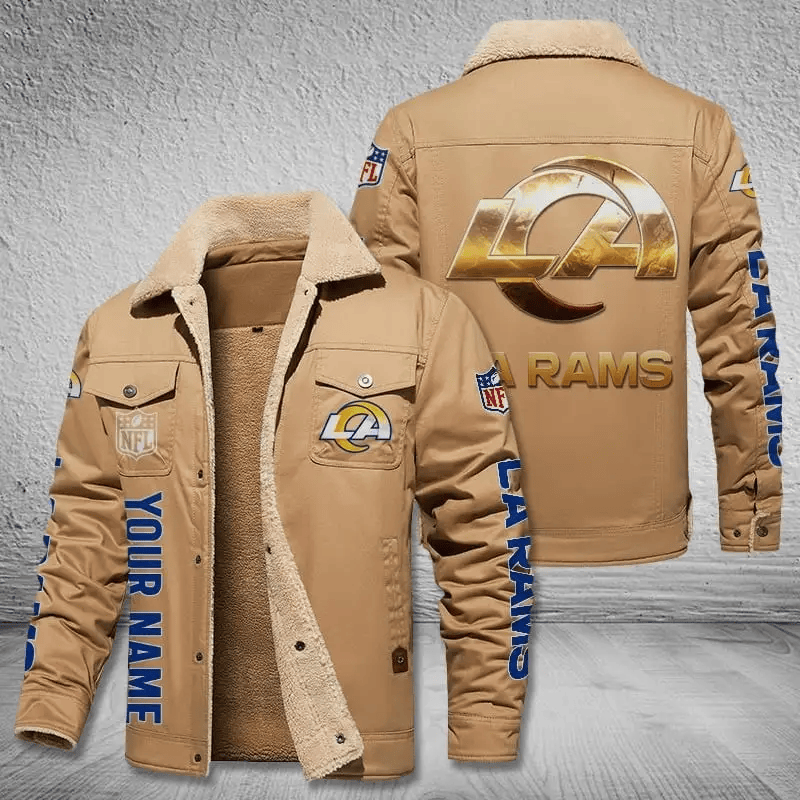 Los Angeles Rams NFL Team Personalized Name Lap Golden Ver Stand Collar Jacket