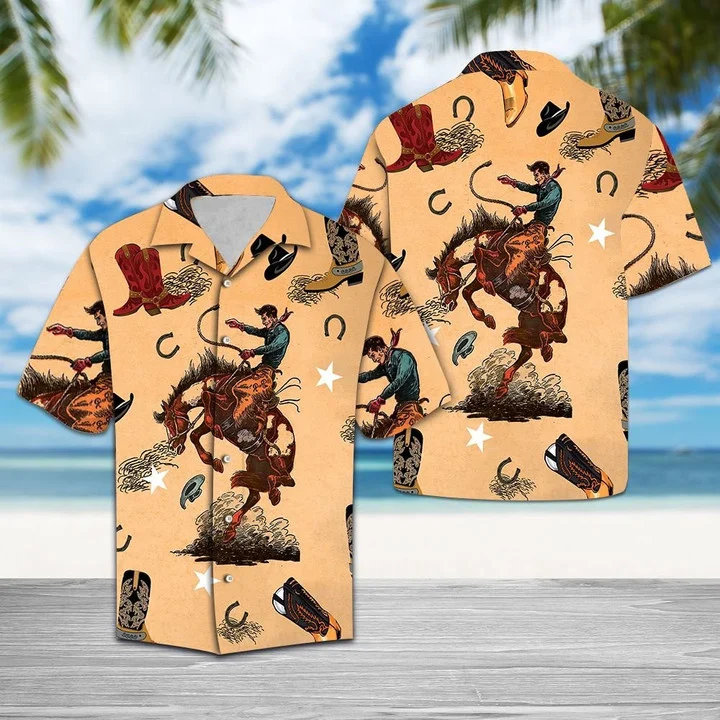 Cowboy Life Horseshoes Stars Hawaiian Shirt For Men