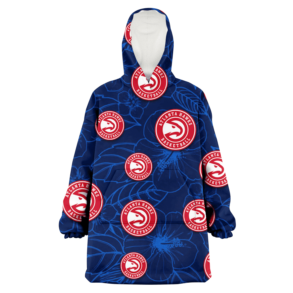 Atlanta Hawks Sketch Hibiscus Dark Background 3D Printed Hoodie Blanket Snug Hoodie