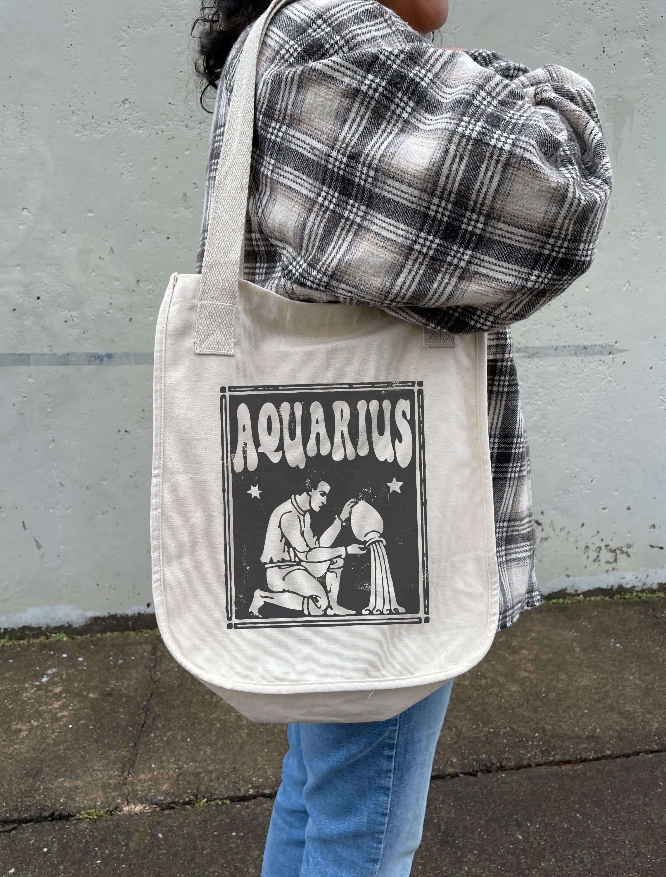 Aquarius Aesthetic Tote Bag Trendy Tote Bag Zodiac Gift Aquarius Birthday Gift Astrology Clothing Indie Clothes Cute Tote Organic Cotton