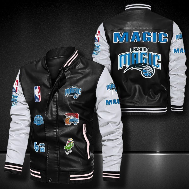 Orlando Magic Leather Varsity Jacket Bomber Coat