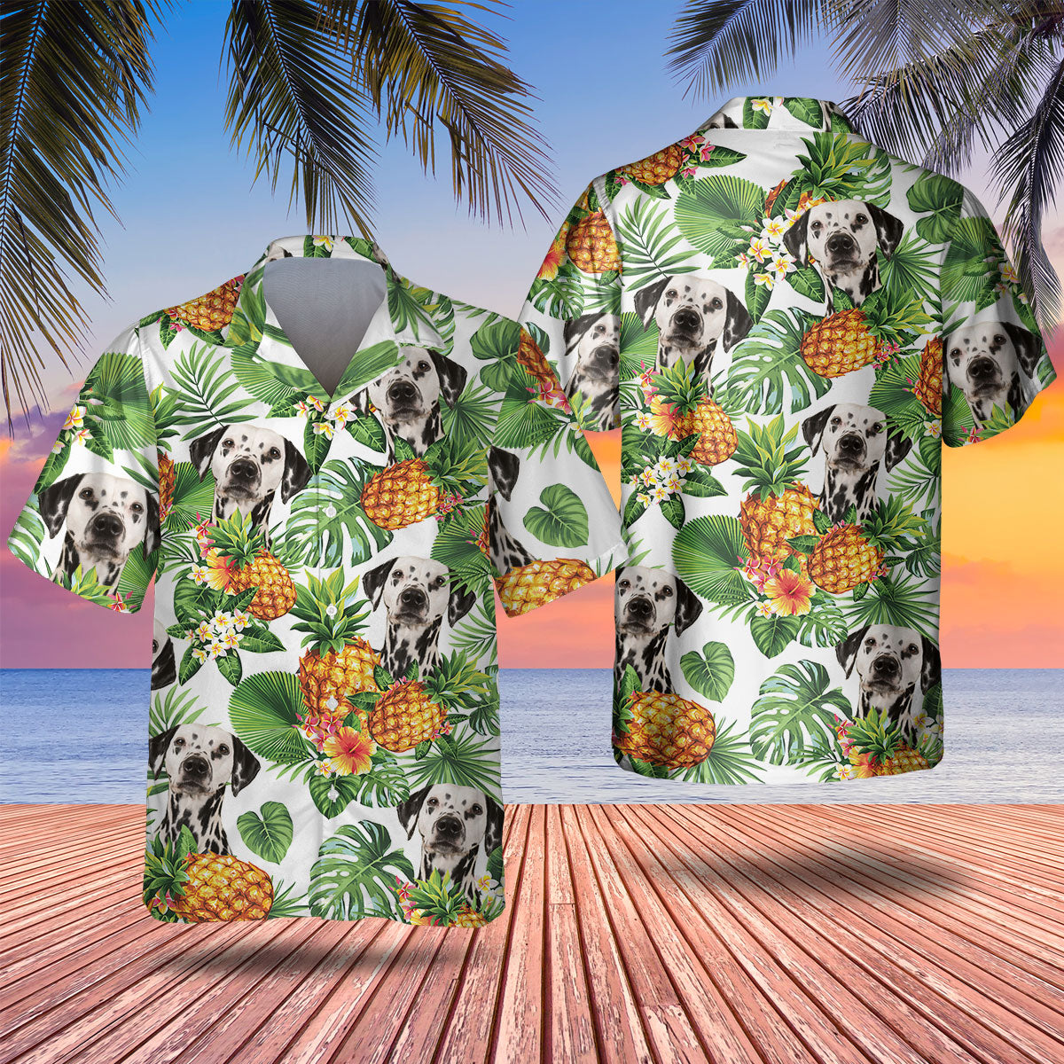 Dalmatian Tropical Pattern Hawaiian Shirt, Dog Lover Hawaiian Shirt, Summer Gift For Men And Women