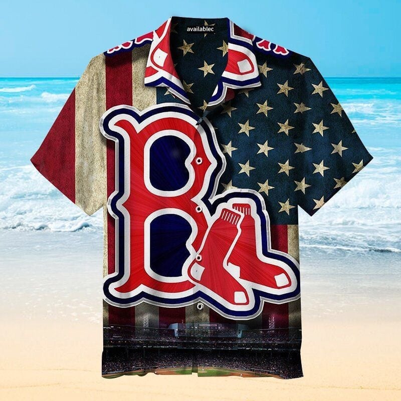 Boston Red Sox Mlb American Flag Team Logo 3D Hawaiian Shirt
