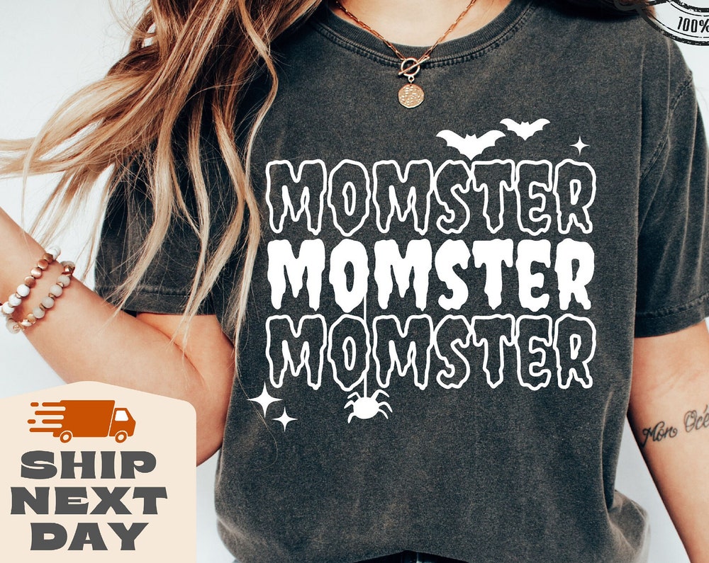 Comfort Colors® Momster Shirt, Momster Halloween Shirt, Momster Shirt, Halloween Shirts for Women, Halloween Crewneck, Funny Halloween Shirt  - Onlyshirt Fashion