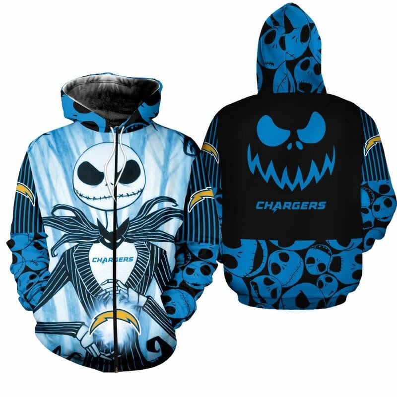 Sport-Team Los Angeles Chargers Jack Skellington Pullover Hoodie & Zip Up Hoodie V4 Aop Shirt