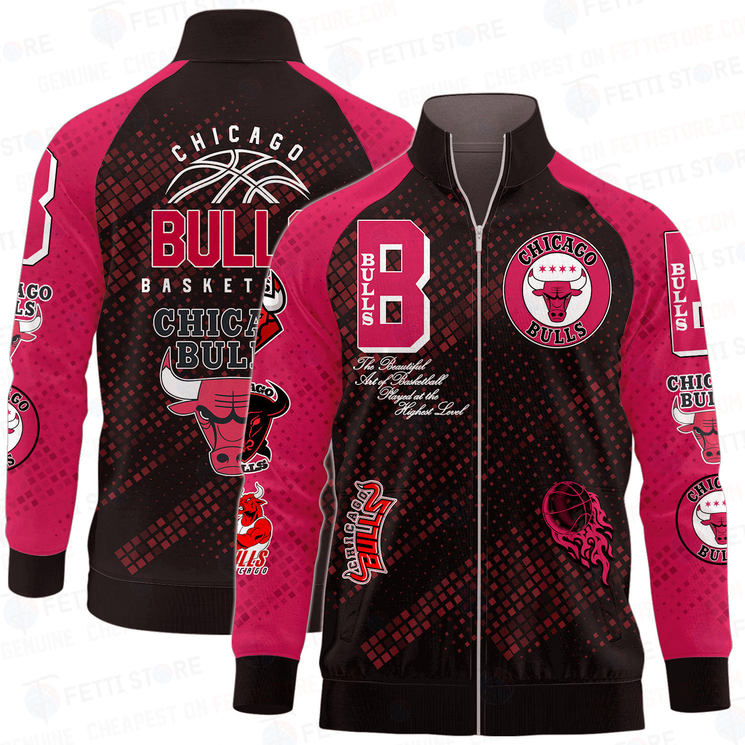 Chicago Bulls National Basketball Association Stand Collar Zipper Jacket SH