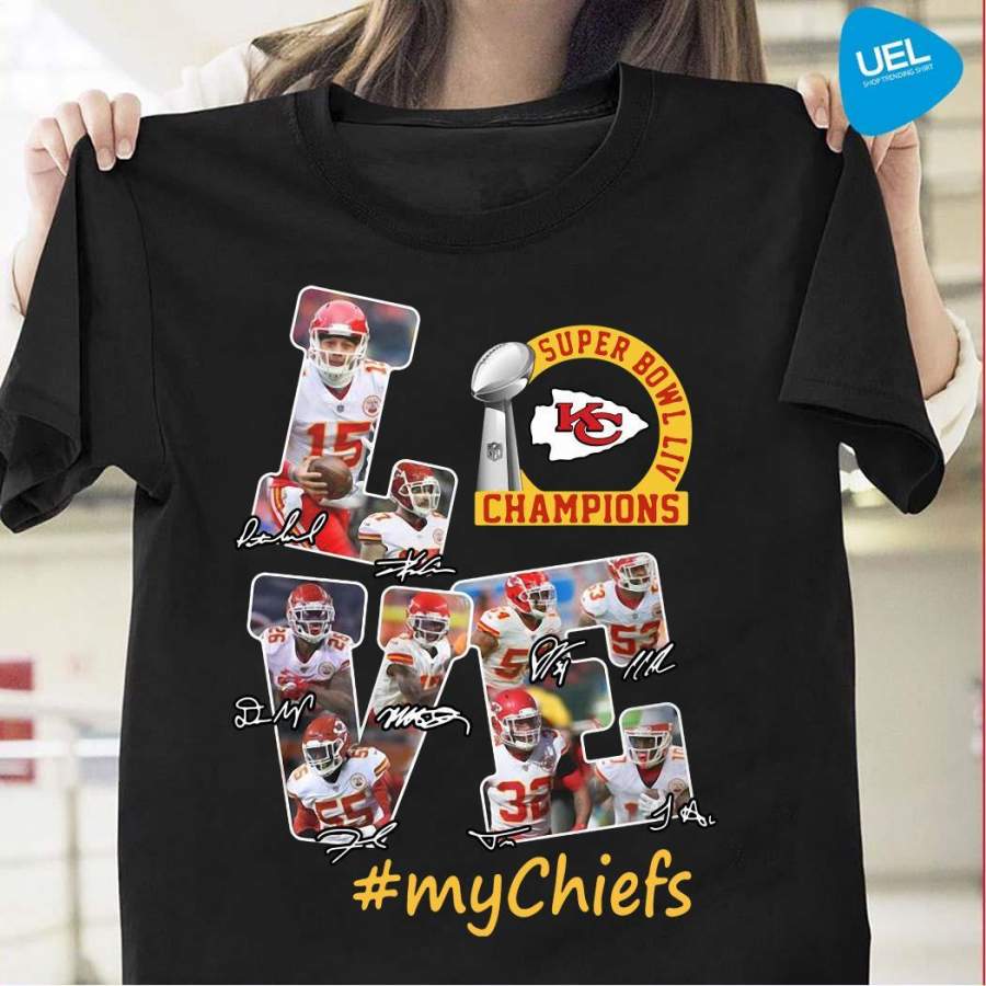 Love kansas city chiefs super bowl liv champions mychiefs t shirt